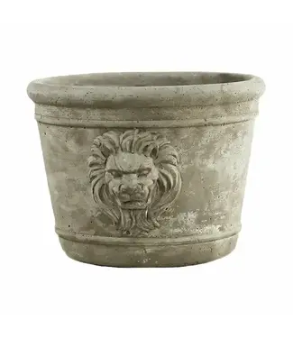 Round Cement Lion Planter