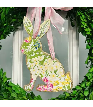 Field of Flowers Handmade Laying Bunny Door Hanger - 8 inch