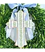 Floral Stripe Handmade Cross Doorhanger - 12 inch