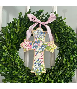 Field of Flowers Handmade Cross Doorhanger - 12 inch