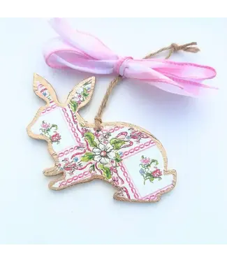 Flower Trellis Laying Bunny Ornament