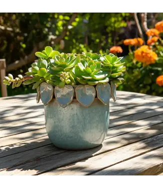 Ceramic Handcrafted Leaf Applique Planter