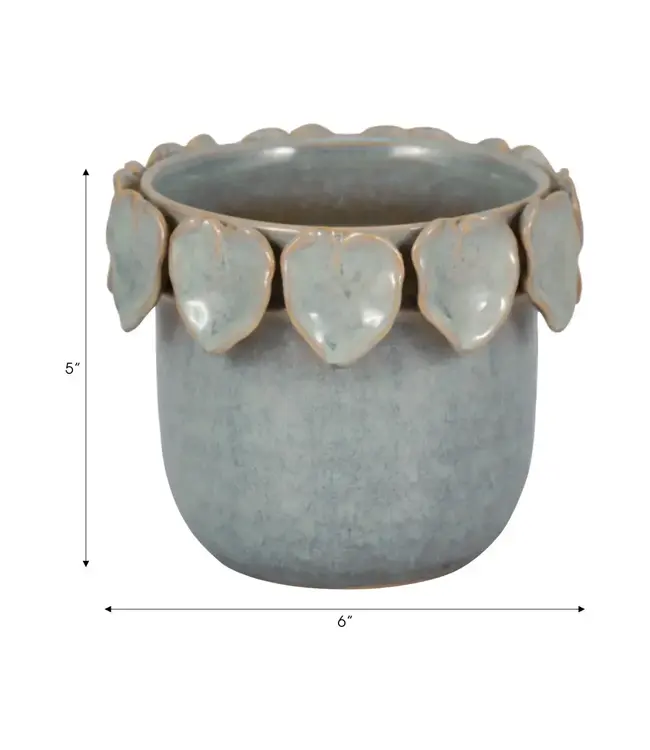 Ceramic Handcrafted Leaf Applique Planter