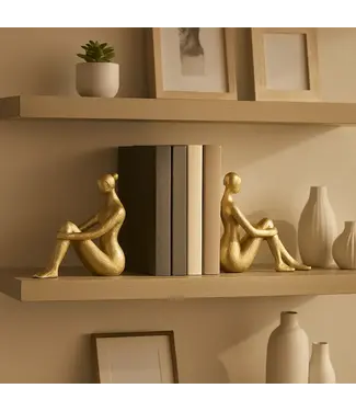 Gold Resin Modern Lady Bookends , Set