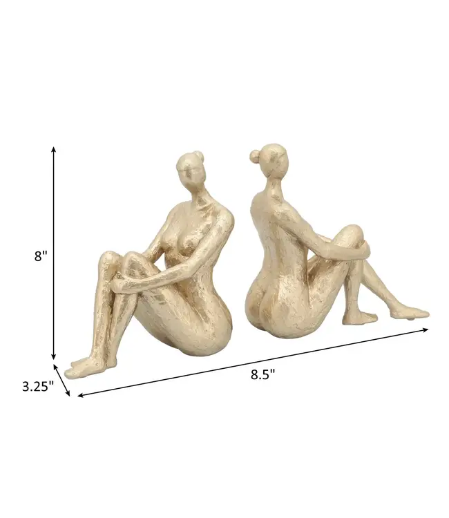 Gold Resin Modern Lady Bookends , Set