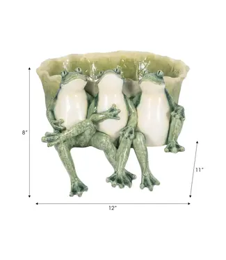 Green Resin Frog Planter