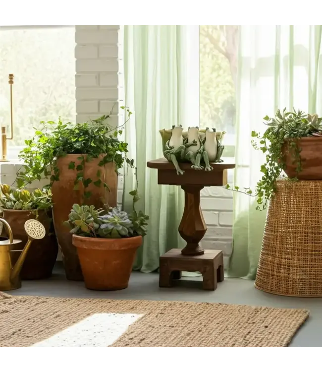 Green Resin Frog Planter