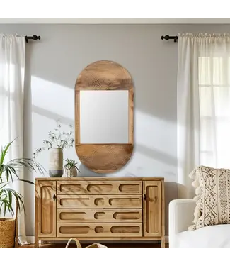 Arched Oval Wooden Mirror