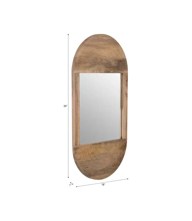 Arched Oval Wooden Mirror