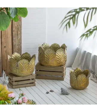 Gilded Zinc Leaf Planter Small