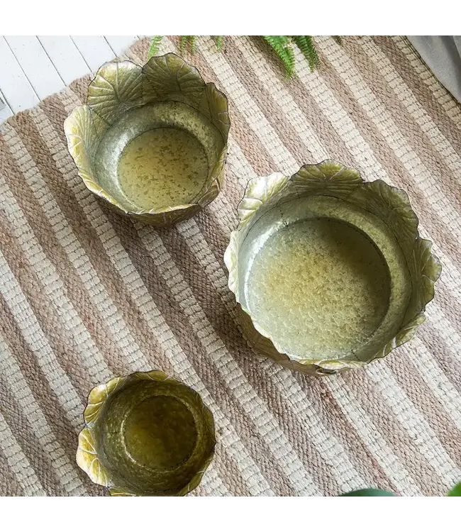 Gilded Zinc Leaf Planter Large