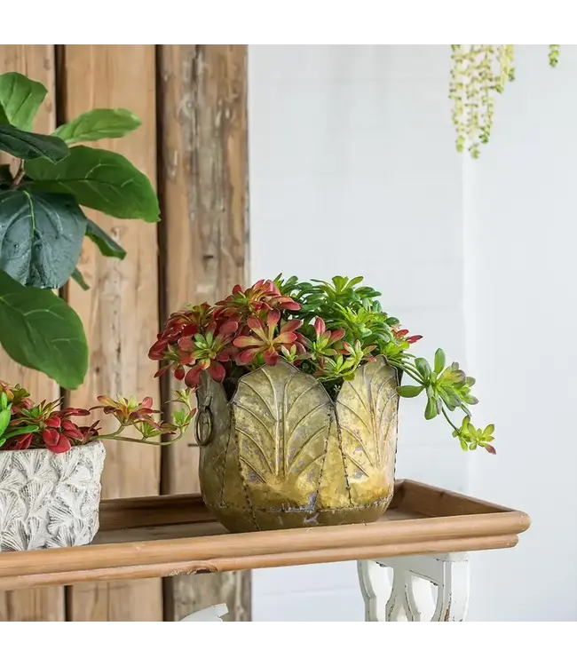 Gilded Zinc Leaf Planter Large