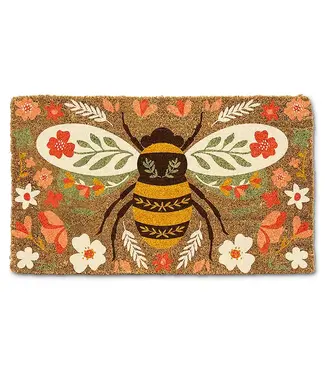 Floral Bee Doormat - 18x30"L