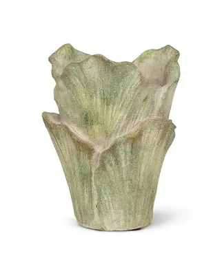 Small Furled Leaf Vase Green 7"H