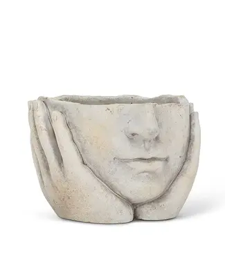 Small Face in Hands Planter 4.5" H