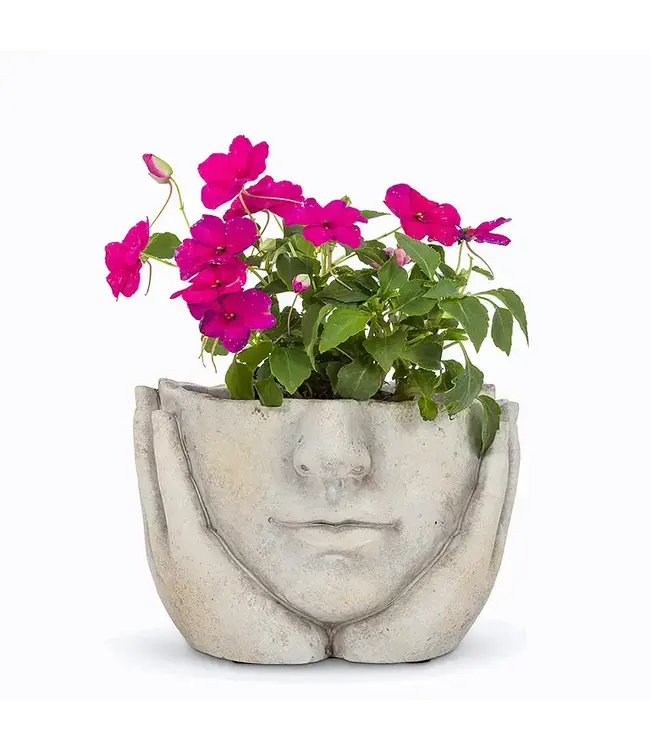 Small Face in Hands Planter 4.5" H