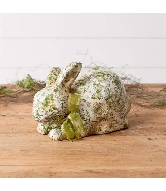 Green Toile Decoupage Sitting Bunny