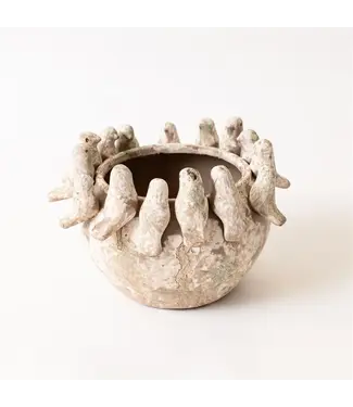 Rustic Glaze Birds Planter