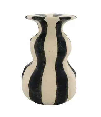 Black Striped Ceramic Candle Holder - Large