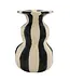 Black Striped Ceramic Candle Holder - Large
