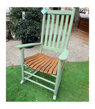 Troutman Chair Co. New England Green w/Med. Oak Seat Classic Lumbar Rocker