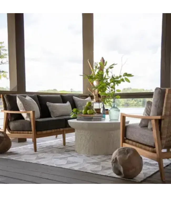 Summer Classics Pointe Sofa in Natural  Teak with Bali Pearl Cushion (no welt)