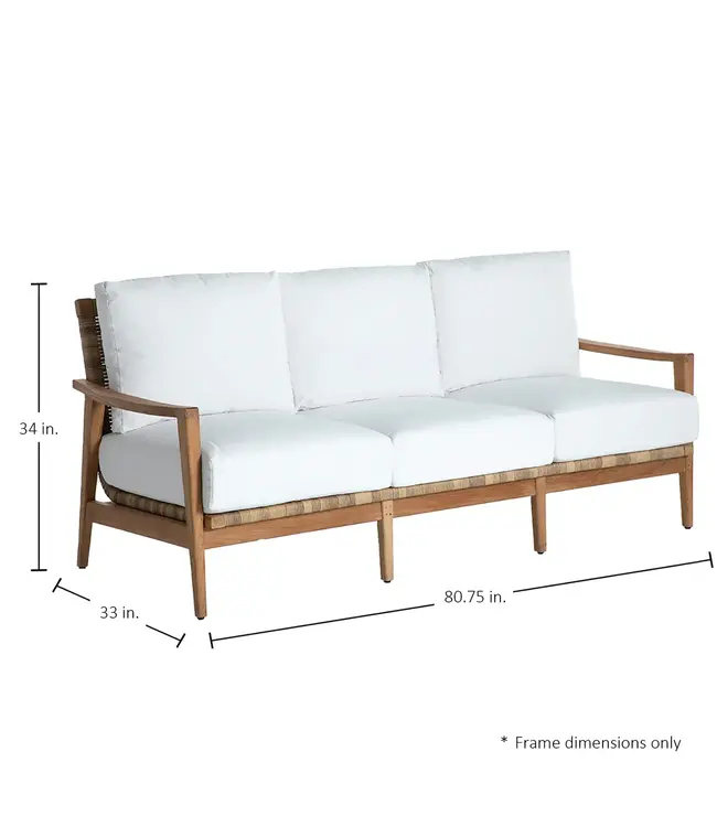 Summer Classics Pointe Sofa in Natural  Teak with Bali Pearl Cushion (no welt)