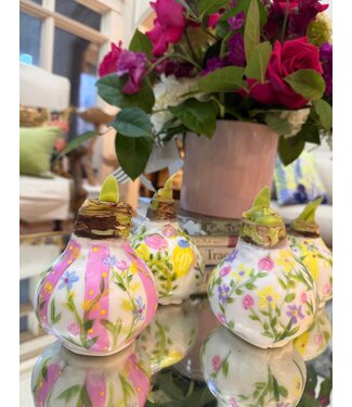 Waxed Amaryllis - Artisan hand PAINTED White Wax with Apple Blossom flower