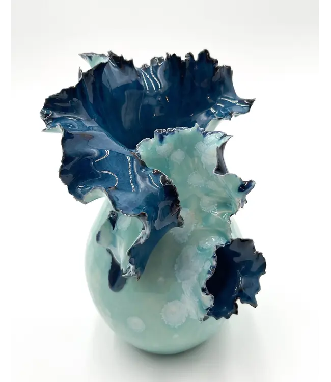 Artisan-made Burst Vessel,  Blue