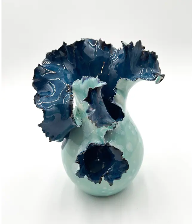 Artisan-made Burst Vessel,  Blue