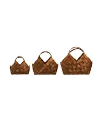 Fir Wood Basket - Small 11-1/2"L x 5-1/2"W x 9"H