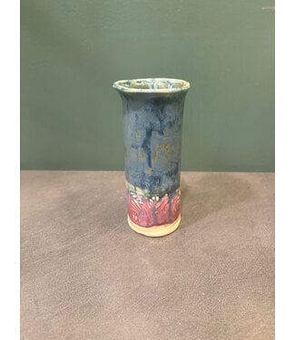 Nancy Scelfo Pottery Blue Impression Vase