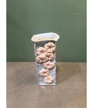 Nancy Scelfo Pottery Blue Vase with Flowers