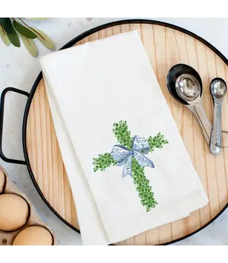 Spring Boxwood Cross Kitchen Towel