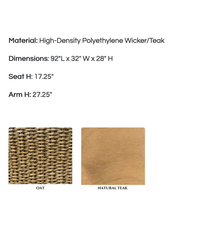 Madrid Sofa in Natural Teak | Oat with Momento Snow Cushions