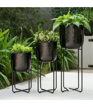 Metal Etched Stand Planter - Medium