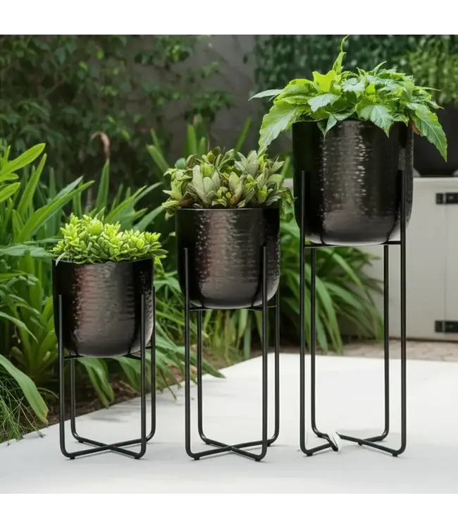 Metal Etched Stand Planter - Large