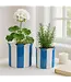 Blue Ceramic Striped Scallop Planter Small