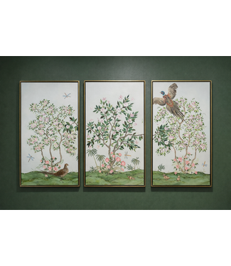 Artisan - Orginal Vaughan P Spanjer Triptych "Pheasantries" 3 panels