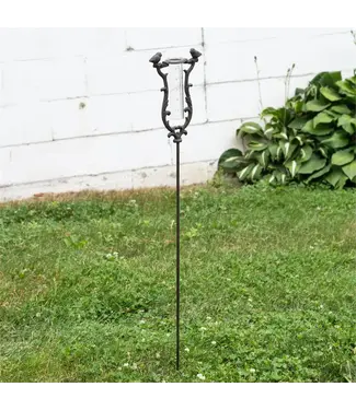 Rain Gauge Garden Stake with Birds