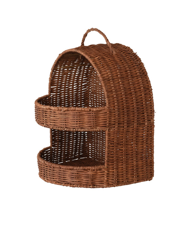 Hand-Woven Rattan 2-Tier Basket with Handle