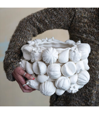 Stoneware Planter with Fruit, Matte White