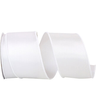 Satin Wired Edge Ribbon, White, 2.5in x 10 Yards