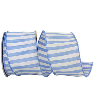 Ribbon Cabana Stripe Dupioni Wired Edge Ribbon, Iris, 2.5in x 10yd