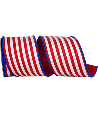 Ribbon - Striped Twill Deluxe Dupioni Backed Wired Edge Ribbon 4inx10yd