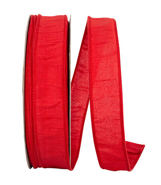 Ribbon - Dupioni Supreme Wired Edge Ribbon, Red, 1.5inx50yd