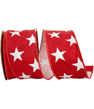 Ribbon - Stars Large - Canvas Wired Edge Ribbon, Red, 2.5inx10yd