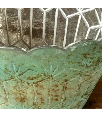 Antique French Blue Etched Center Piece
