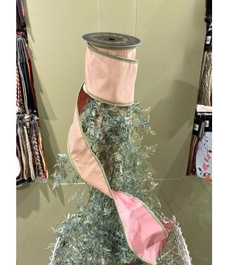 JME Ribbon Tafetta DBL Dupion Piping Pink/Green-4x10yd