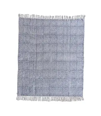 Handloom Cotton Throw,  Blue Block Print